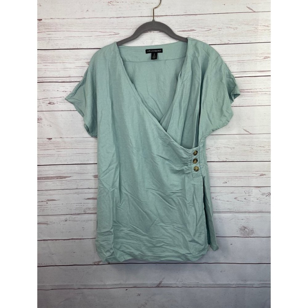 A Pea in the Pod Mint Green Wrap Maternity Top